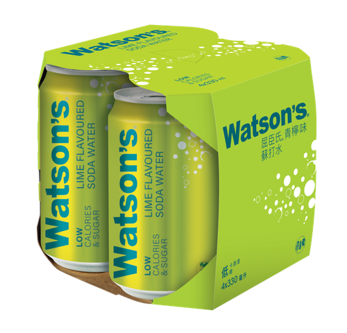 Watsons Lime Flavoured Soda Water 330ml x 4