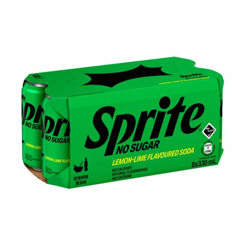 “Sprite” (No Sugar) Lemon-Lime Flavoured Soda 330ml x 8 (The new and old packaging will be shipped out randomly)