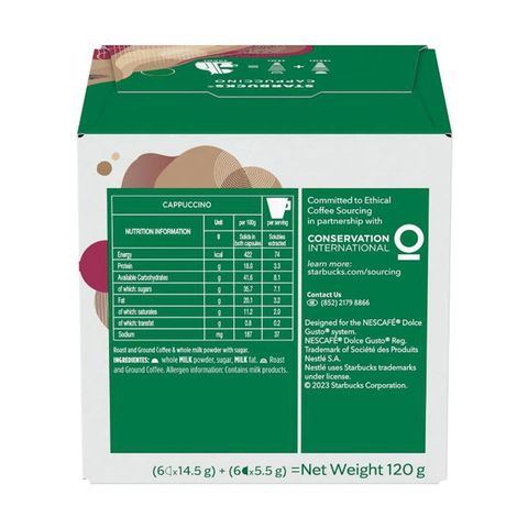 Starbucks Cappuccino By Nescafé® Dolce Gusto® Coffee Capsules 120g (12 Capsules)