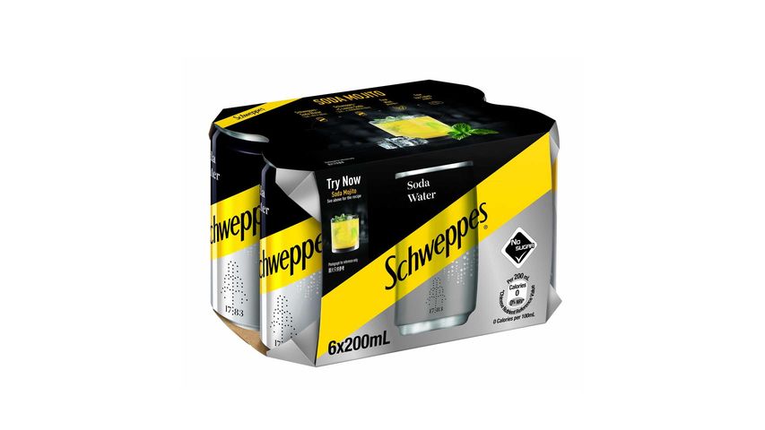Schweppes Soda Water Mini 200ml x 6 (The new and old packaging will be shipped out randomly)