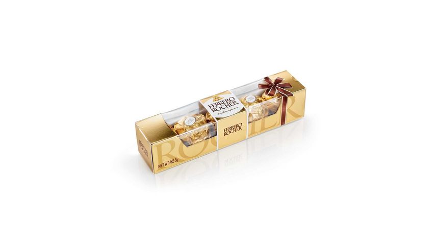 Ferrero Rocher Fine Hazelnut and Milk Chocolate Pralines Paper Box T5 62.5g