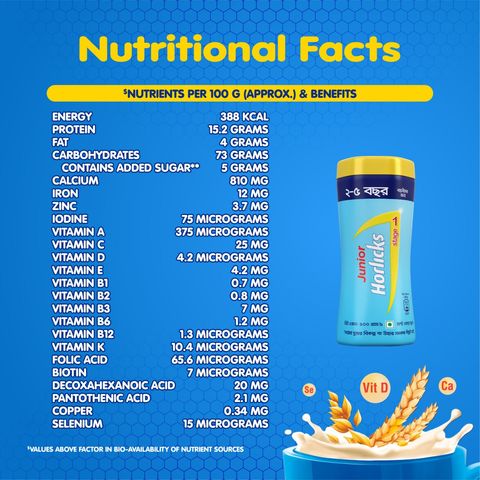 Junior Horlicks Health and Nutrition Drink Stage-1 Jar 500g (Powder Drink)