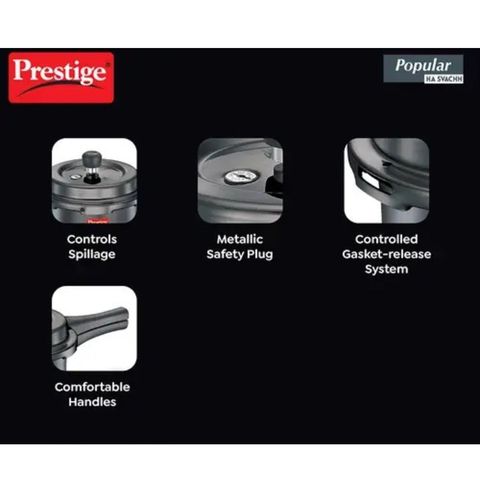 Prestige Popular Svachh Hard Anodised Pressure Cooker 3L 1 Piece