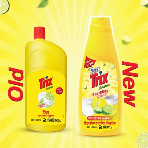 Trix Dishwashing Liquid Bottle Lemon Fragrance  Free Scrubber 1L