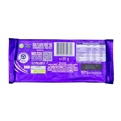 Cadbury Dairy Milk Chocolate Bar 95g
