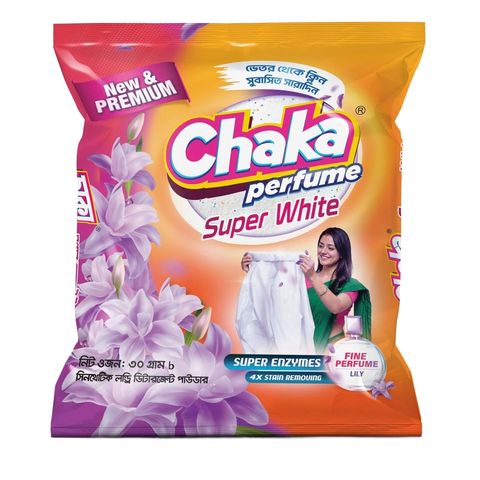 Free Sample Chaka Perfume Super White Premium Detergent Powder - 30gm