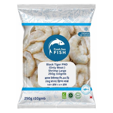 Fresh Sea Fish Black Tiger Peeled & Deveined IQF Shrimp Large 250g ±10g