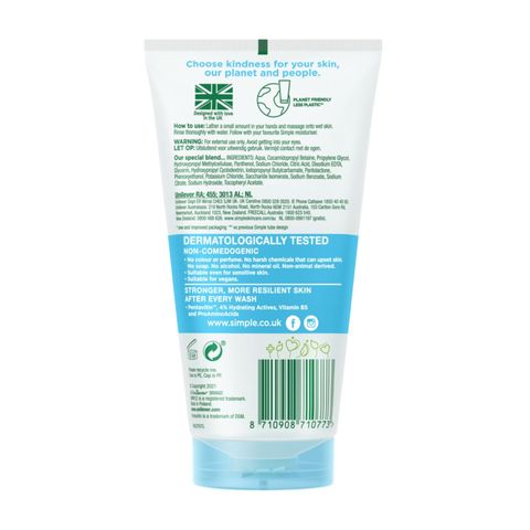 Simple Micellar Water Boost Facial Wash Gel UK 150ml