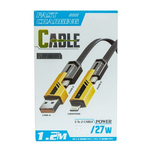 Cable Flat Wire 2 to 2 Fast Charging Data Cable 4 in 1 Assorted 1 Piece