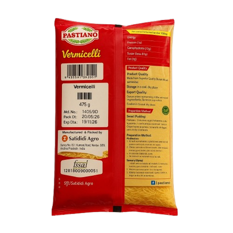 Pastiano Vermicelli Semai Poly Pack 475g