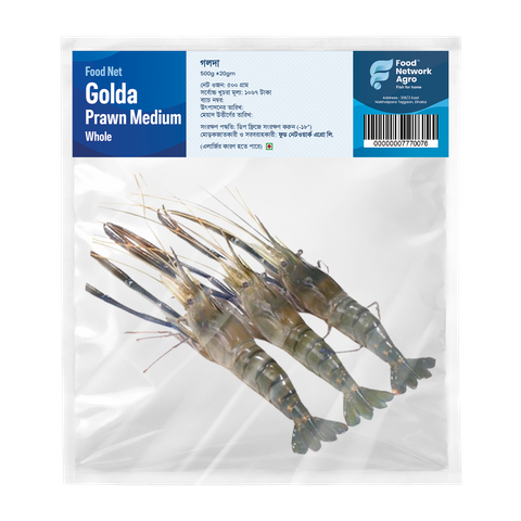 Food Net Galda Prawn Medium Whole On 500g ±20gm