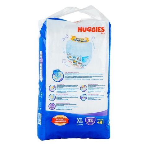 (Buy 32 & Get 8 Free) Huggies Dry Pants Baby Diaper Pant Xl 12-17kg