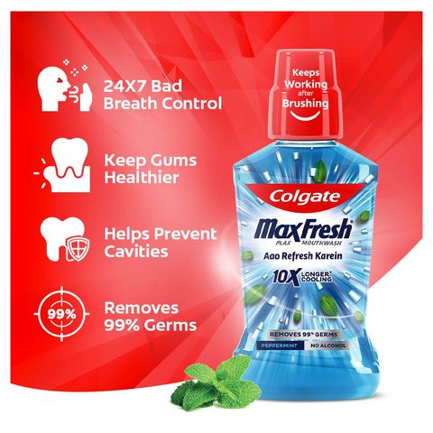 Colgate Maxfresh Plax Antibacterial Mouthwash Peppermint 500ml