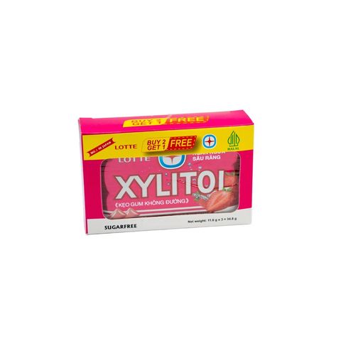 (Buy 2 & Get 1 Free) Lotte Xylitol Blister Strawberry Mint 11.6g
