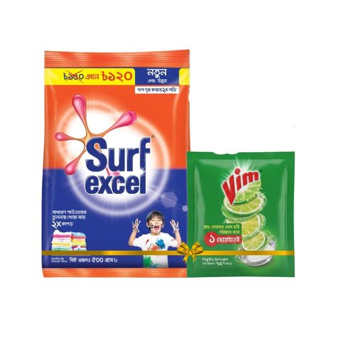 Surf Excel Detergent & Vim Liquid Combo Pack 500ml+75ml