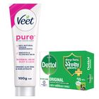 Buy Veet Pure Hair Removal Cream Normal Skin Aloe Vera & Rose Smooth Skin in Minutes 100g & Get Free Dettol Original Soap 75g
