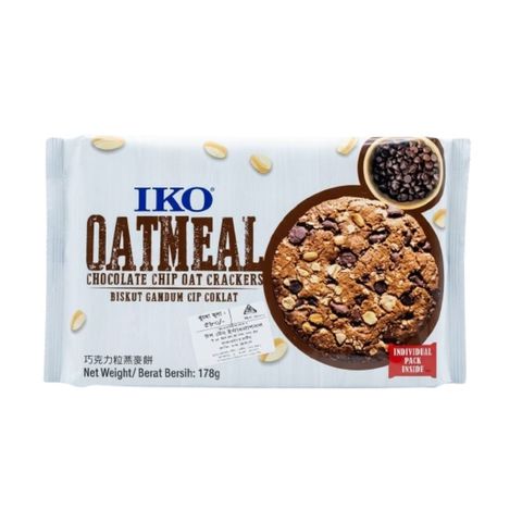 Iko Oatmeal Chocolate Chip Oat Crackers Biskut Gandum cip Coklat Packet 178g