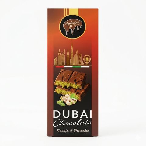 Aghadeer Dubai Pistachios and Kunafa Chocolate Bar 100g