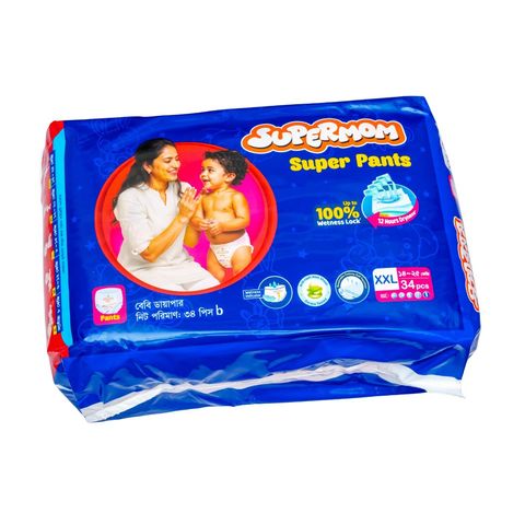 Supermom Baby Pant Diaper Xxl Super Saver Pack 14-25kg 34 Pieces