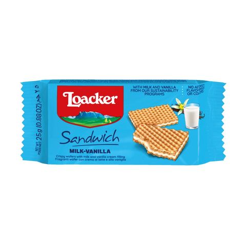 Loacker Sandwich Milk Vanilla Crispy Wafers 25g