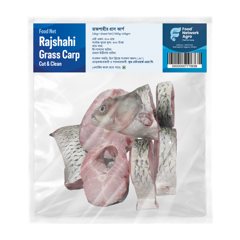 Food Net Rajshahi Grass Carp Cut & Clean 3kg+ Sized Fish 500g ±20g