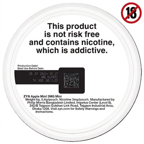 Zyn Apple Mint Can 15 Pouches 3mg