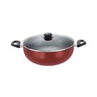 Prestige Omega Deluxe Aluminium Non Stick Round Base Deep Kadai With Glass Lid Red 24cm 1 Piece