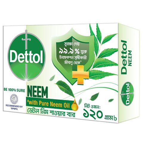 Dettol Neem with Pure Neem Oil Bathing Shower Bar Soap 120g