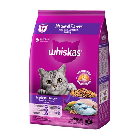 Whiskas Pockets Mackerel Flavour Dry Adult Cat Food 1.2kg
