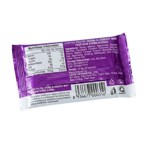 Lotte Xylitol Blister Blueberry Mint 11.6g