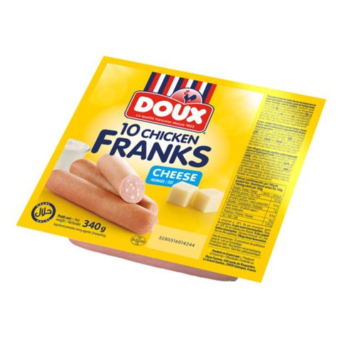 Doux Chicken Franks Cheese 340g FR