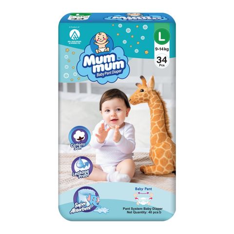 Mum Mum Baby Diaper Pant Large 9-14kg 34 Pieces