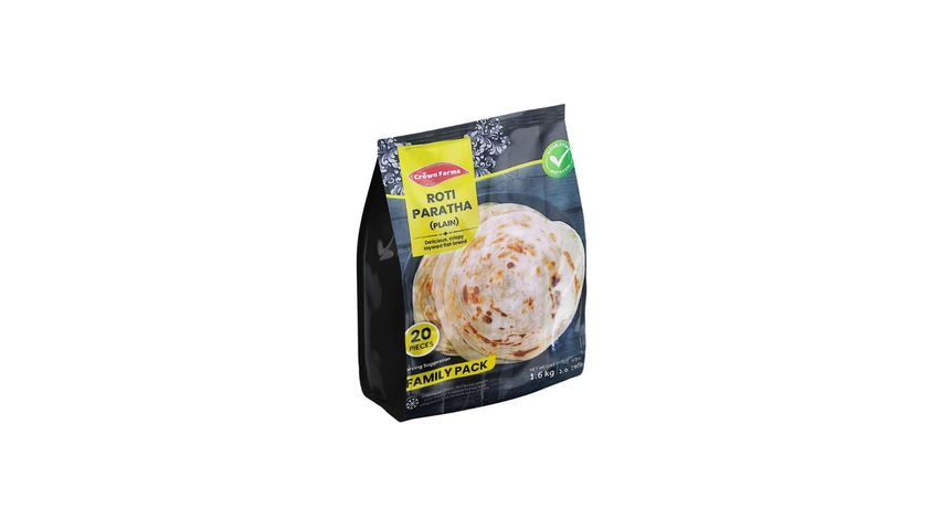 Crown Farms Roti Paratha Plain Family Pack 20 Pieces