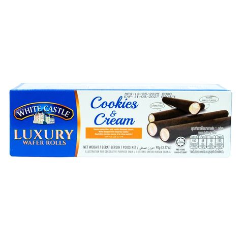 White Castle Luxury Wafer Rolls Cookies & Cream Flavor 90g