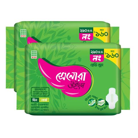 (Buy 2 & Get Only 279 Tk) Senora Wings Long Heavy Flow 290mm Sanitary Napkin Pad 15 Pieces