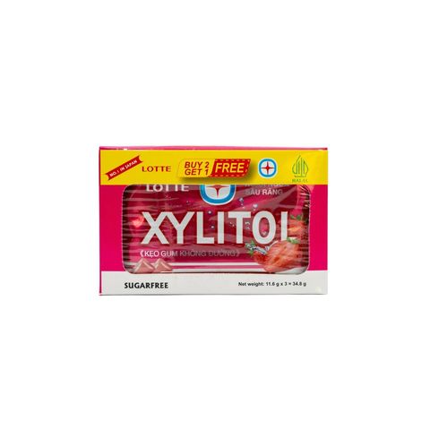 (Buy 2 & Get 1 Free) Lotte Xylitol Blister Strawberry Mint 11.6g
