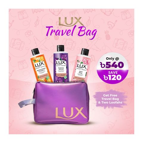 Buy 3 Lux Body Wash Orange Blossom,Black Orchid and French Rose 245ml & Get Free Travel Bag 1 Piece