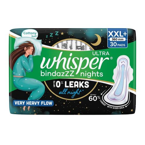 Whisper Sanitary Napkin Ultra Bindazz Nights Xxl+ 30 Pieces