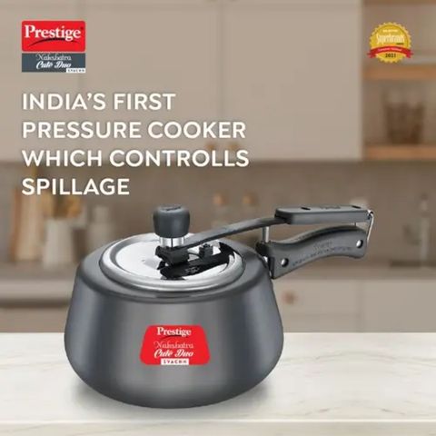 Prestige Nakshatra Cute Duo Svachh Hard Anodised Spillage Control Pressure Cooker 3L 1 Piece