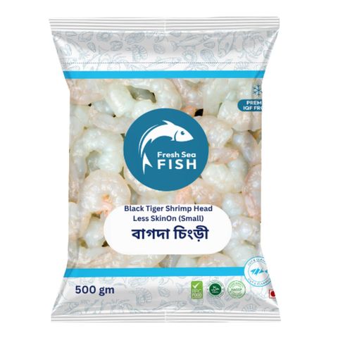 Black Tiger Shrimp Head Less Skin On Small 32-35pcs 500g