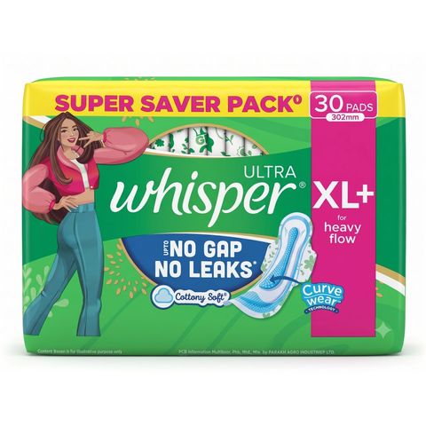 Whisper Sanitary Napkin Ultra For Heavy Flow Xl+ 30 Pieces