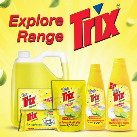 Trix Dish Washing Liquid Bottle Lemon Fragrance 1L