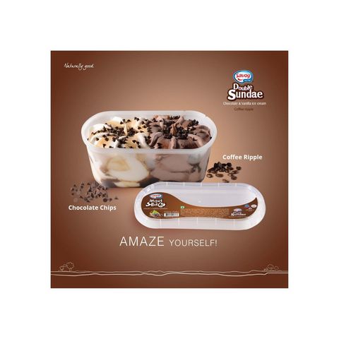 Savoy Double Sundae Chocolate & Vanilla With Coffee Ripple Ice Cream 1L