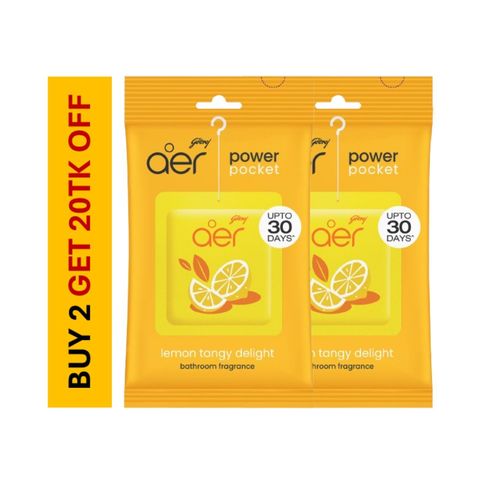 Aer Power Pocket Bathroom Freshener Lemon Tangy Delight 2 Pack 10g