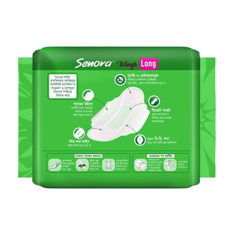 Senora Long Heavy Flow Wings Sanitary Napkin 290mm Pad 8 Pieces 