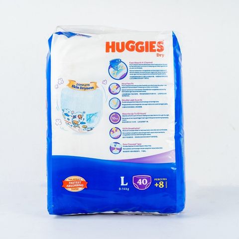 (Buy 40 Get 8 Free) Huggies Dry Pants Baby Diaper Pant L (9-14kg) 