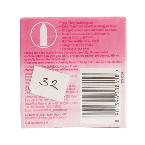 Durex Bubblegum Condoms 3 Pieces