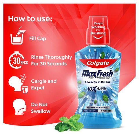Colgate Maxfresh Plax Antibacterial Mouthwash Peppermint 500ml