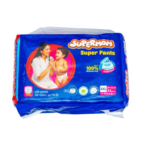 Supermom Baby Pant Diaper Xxl Super Saver Pack 14-25kg 34 Pieces