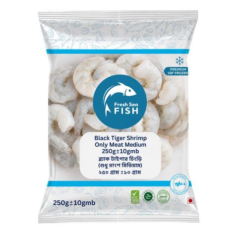 Fresh Sea Fish Black Tiger Shrimp Only Meat Medium 250g ±10g